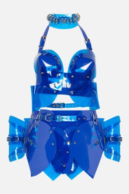 Blue PVC skirt set